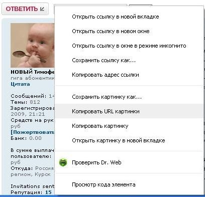 Копировать URL картинки