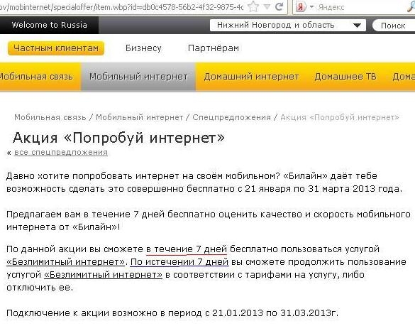 Акция «Попробуй интернет». Косяк в описании исправлен.